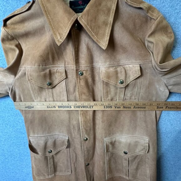 Vintage 60s Abercrombie & Fitch Suede Safari Field Jacket Heritage Americana 44L - Picture 10 of 16